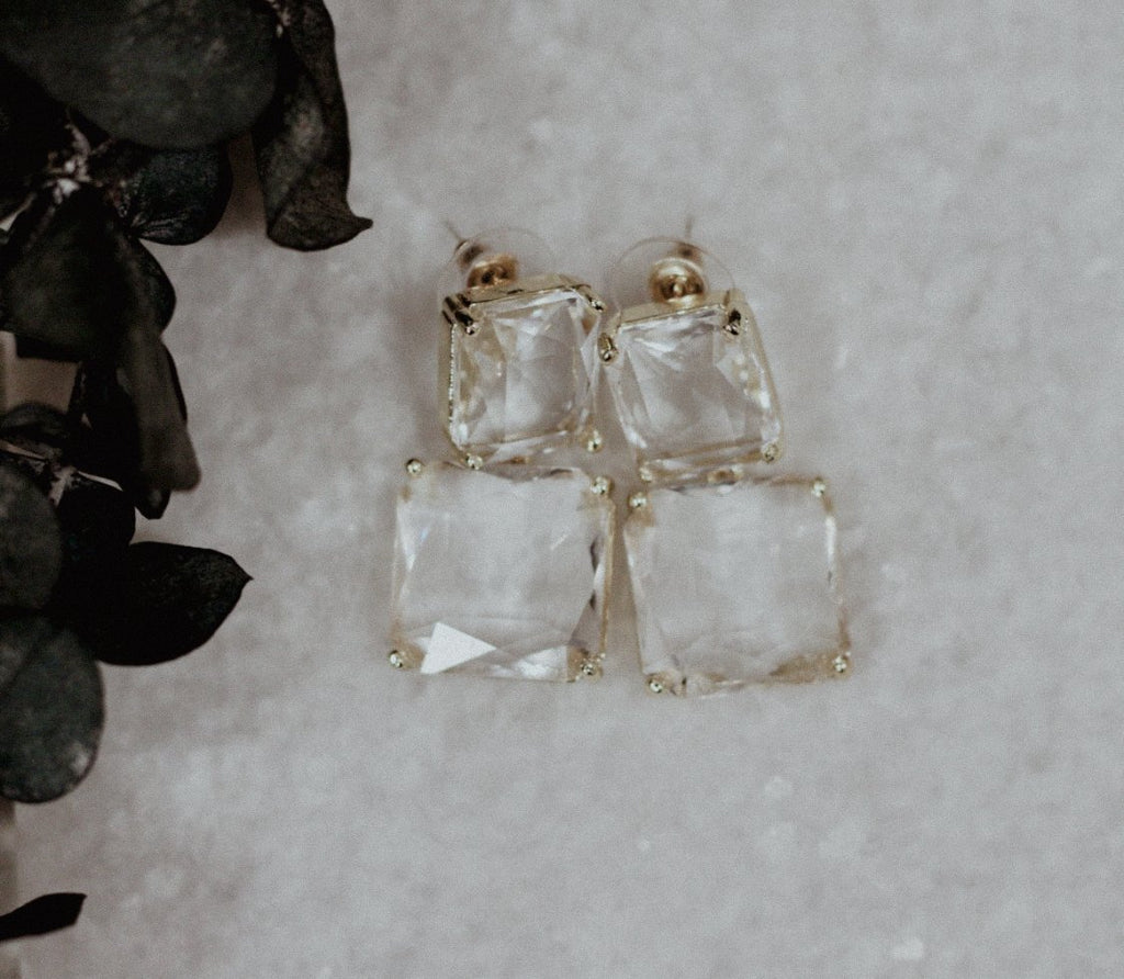 Verre | Clear Glass Stud | Dangle Earring - Gentre Official